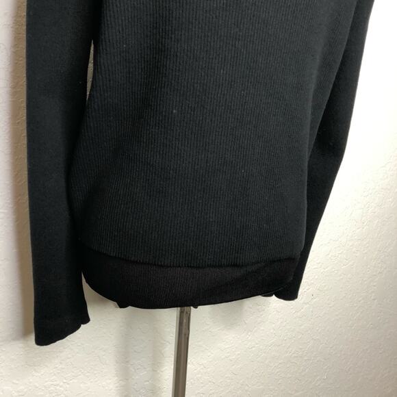 Cabi Crosstie black silky tie front knit back top size Medium #4288 - Picture 13 of 14
